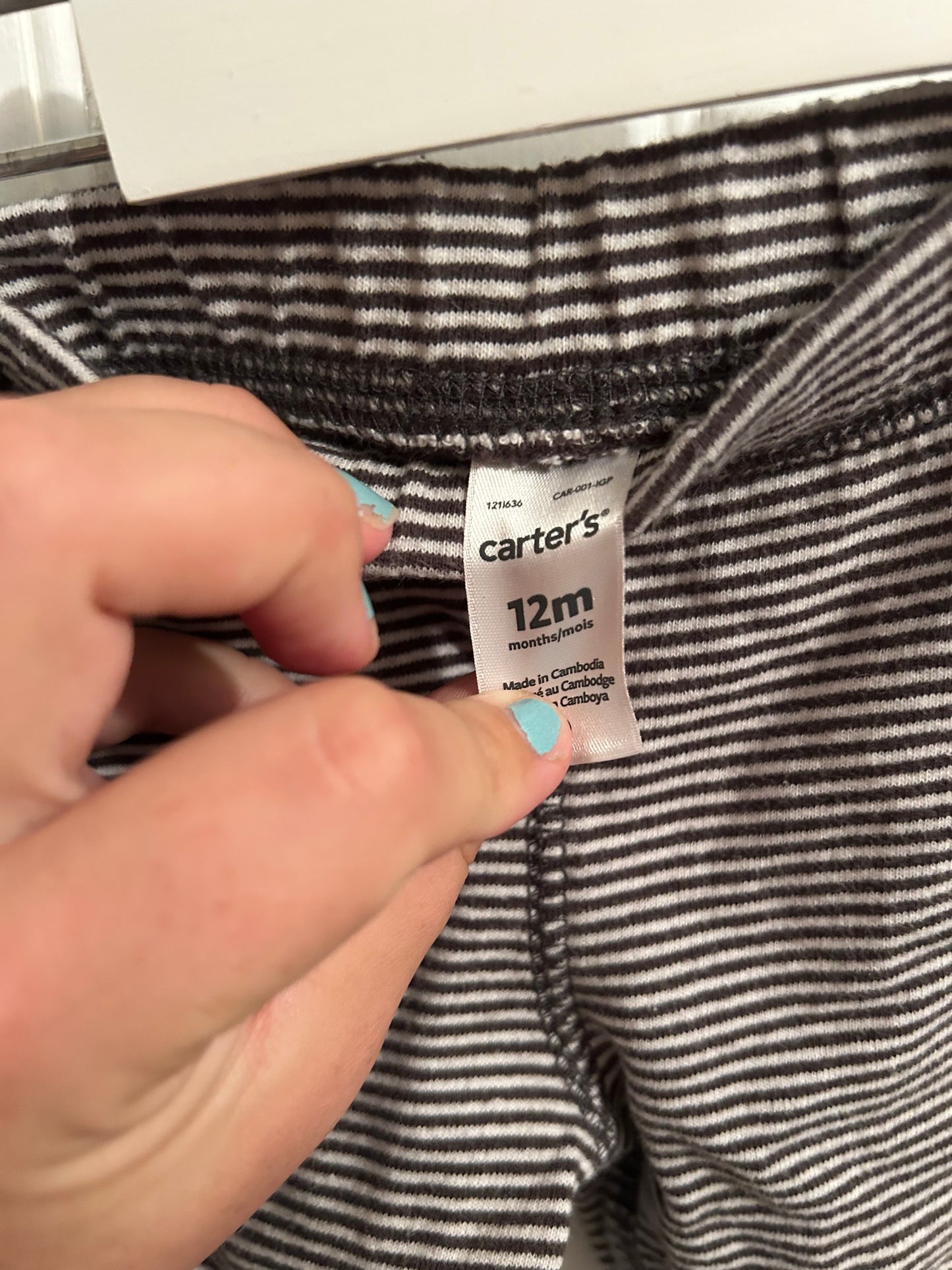 Carters 12m black striped joggers