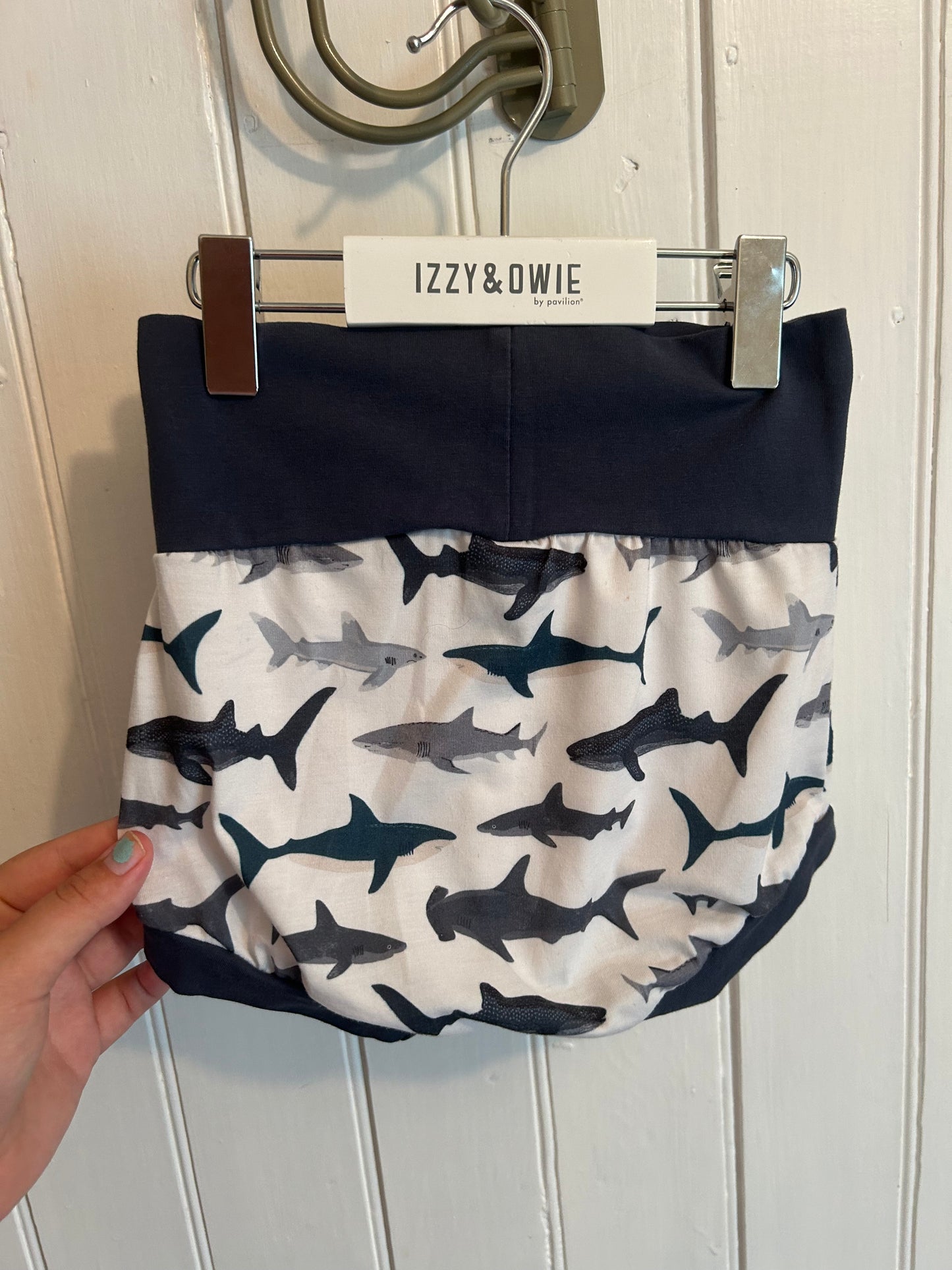 Handmade 3t navy sharks bummie shorte