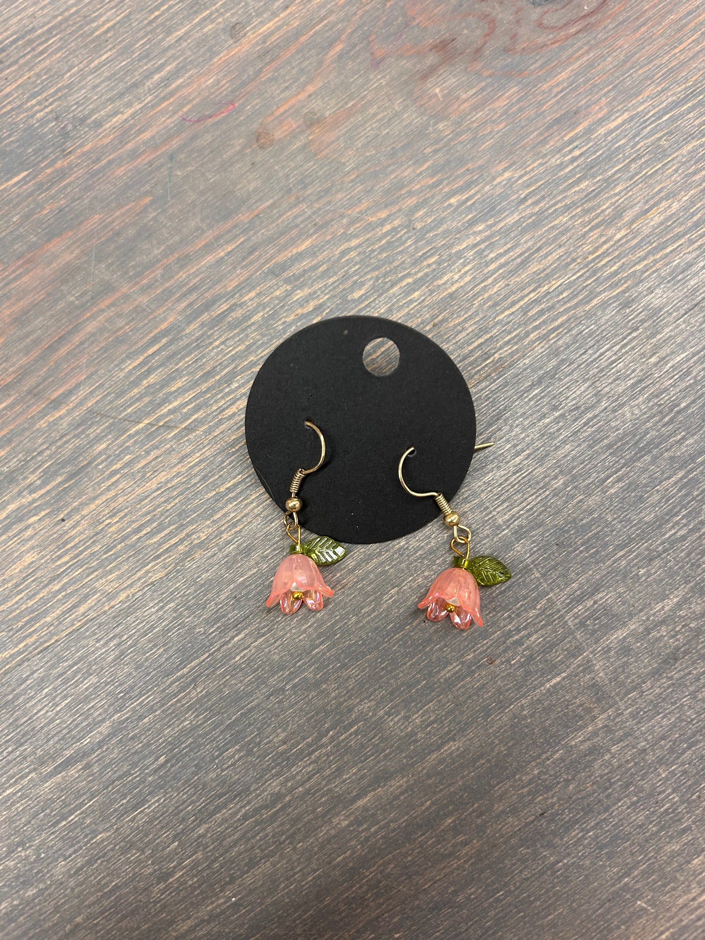 Pink floral earrings