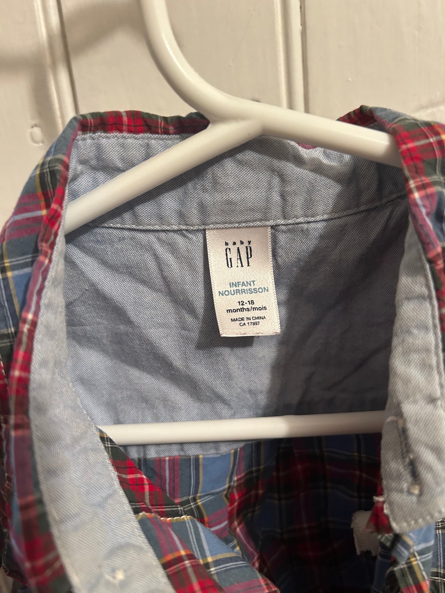 Gap 12/18m blue & red flannel