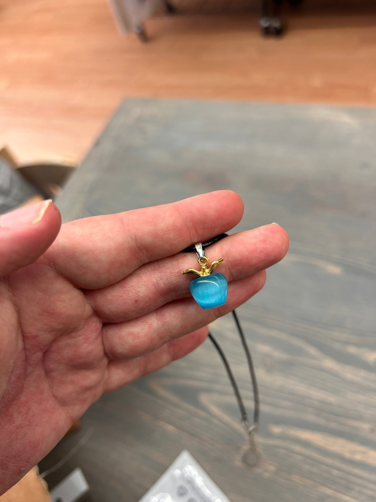 Apple gemstone pendant necklace