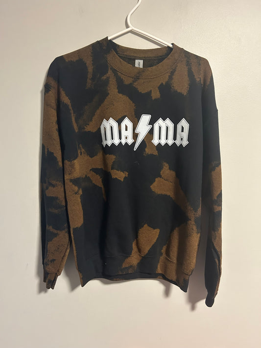 Acid wash mama crew neck sweater