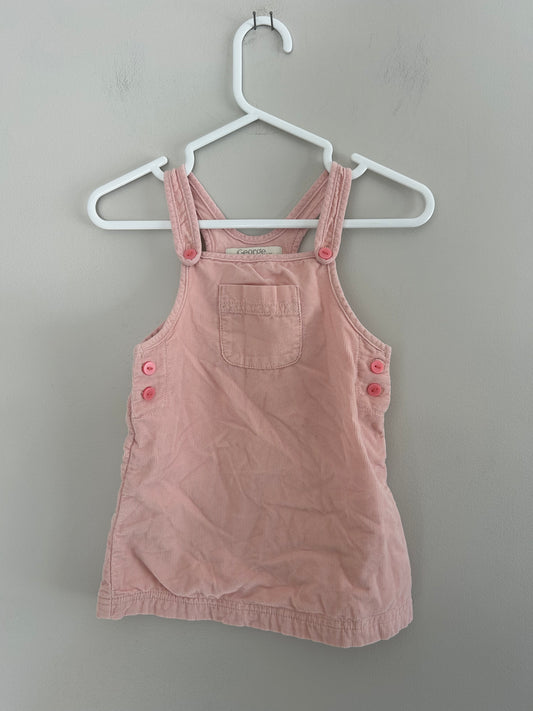 George 12/18m pink corduroy skirted overalls