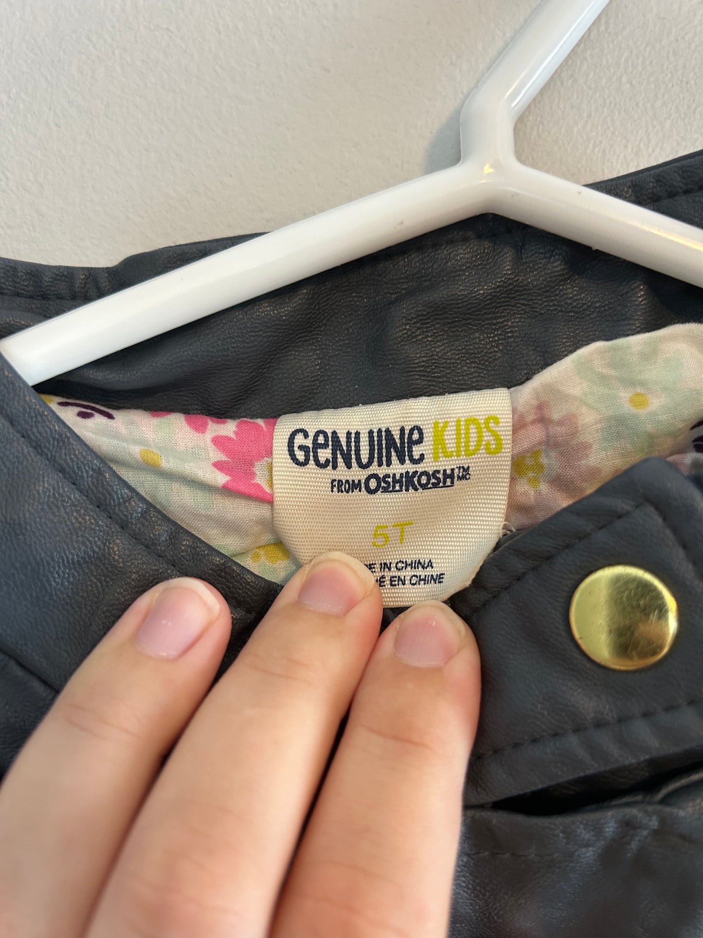 Oshkosh 5t grey leather jacket