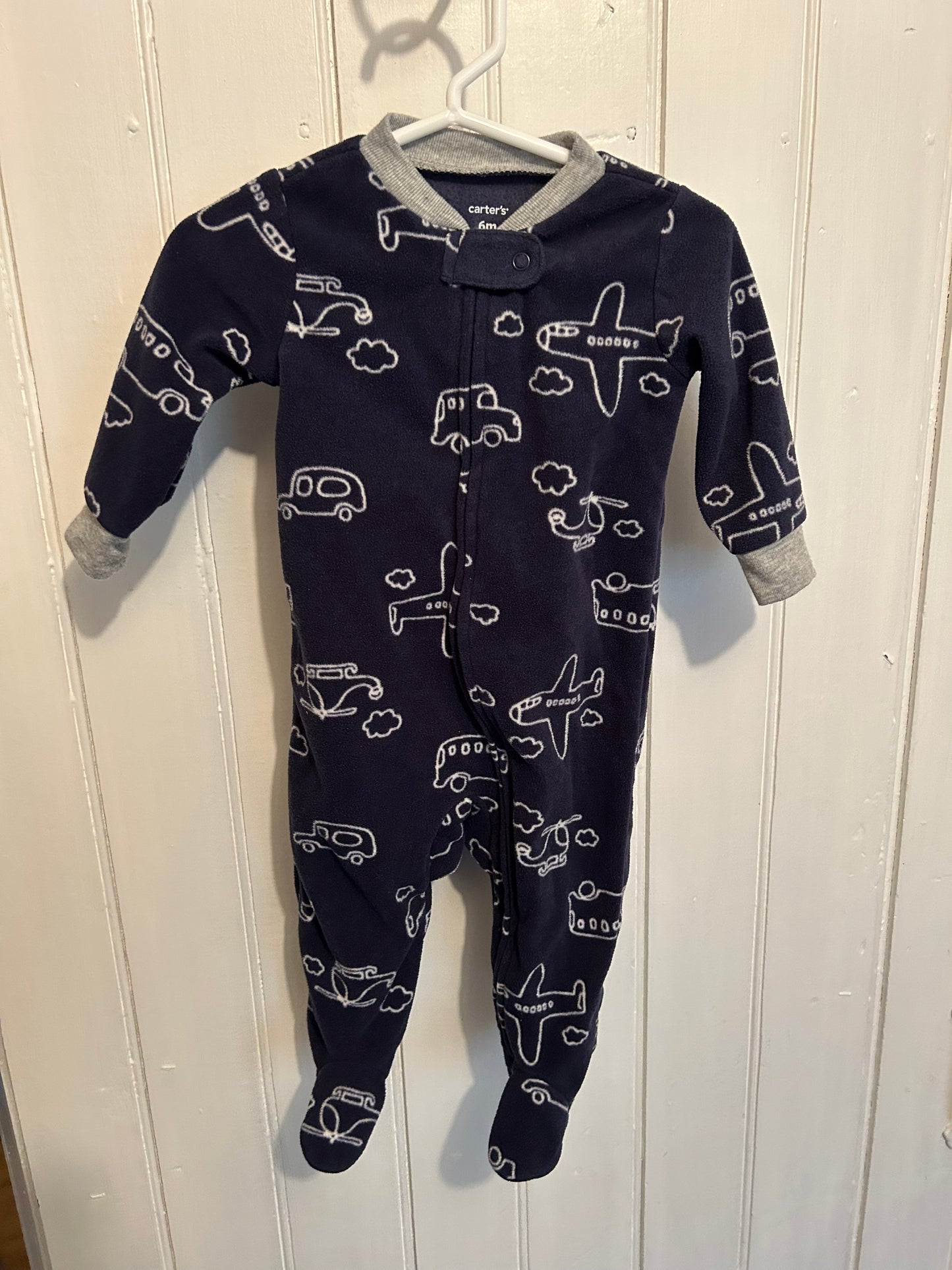 Carters 6m navy vehicle fleece sleeper