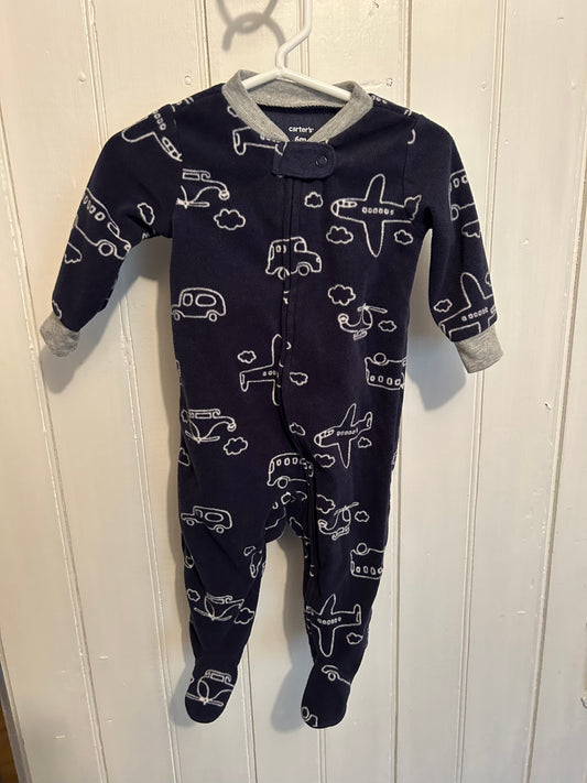 Carters 6m navy vehicle fleece sleeper