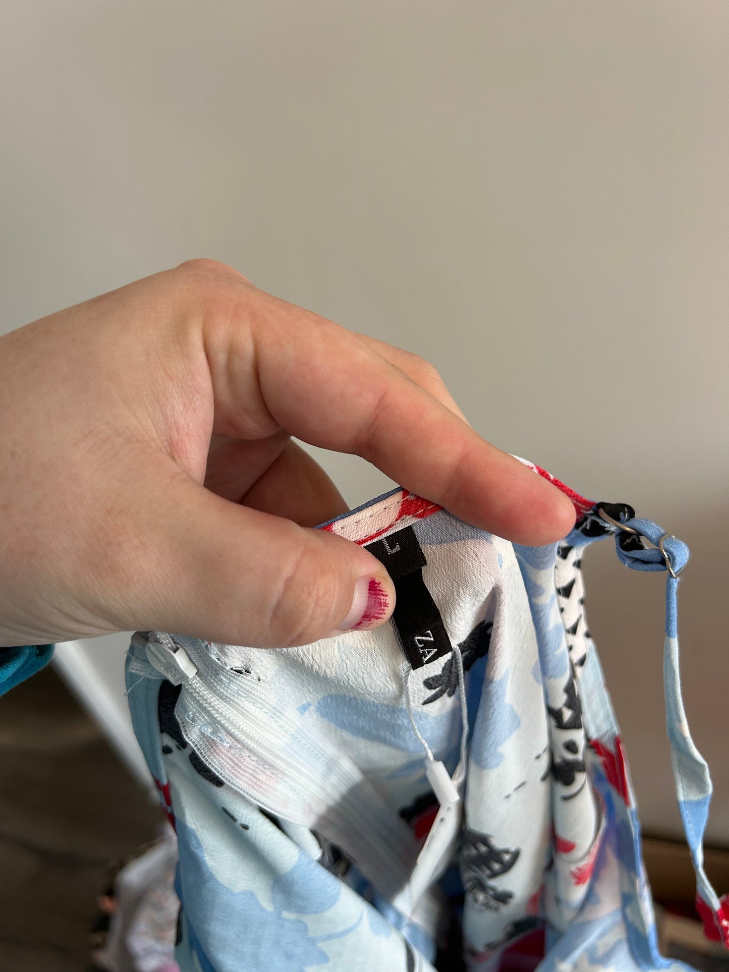 NEW Zaful large blue & red patchwork midi dress