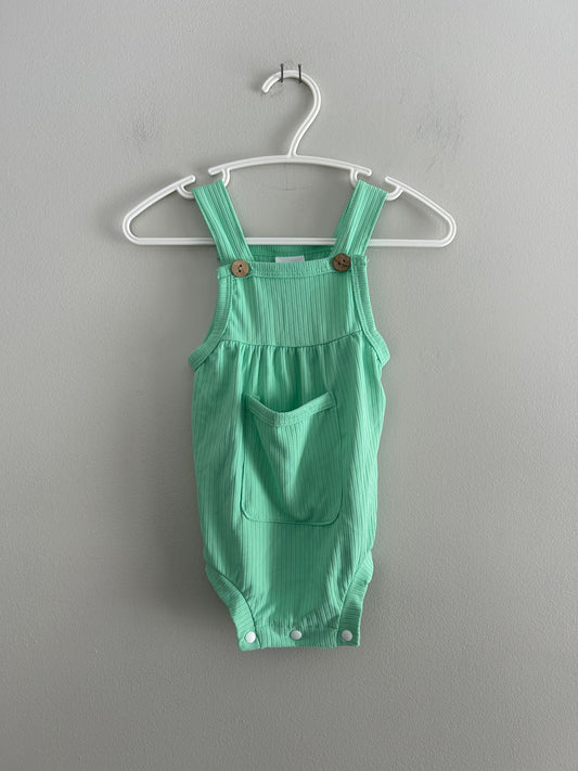NEW 0/3m green overalls