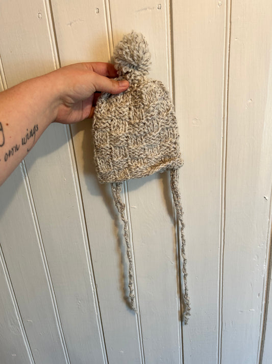 Handmade 6/12m tan knit hat
