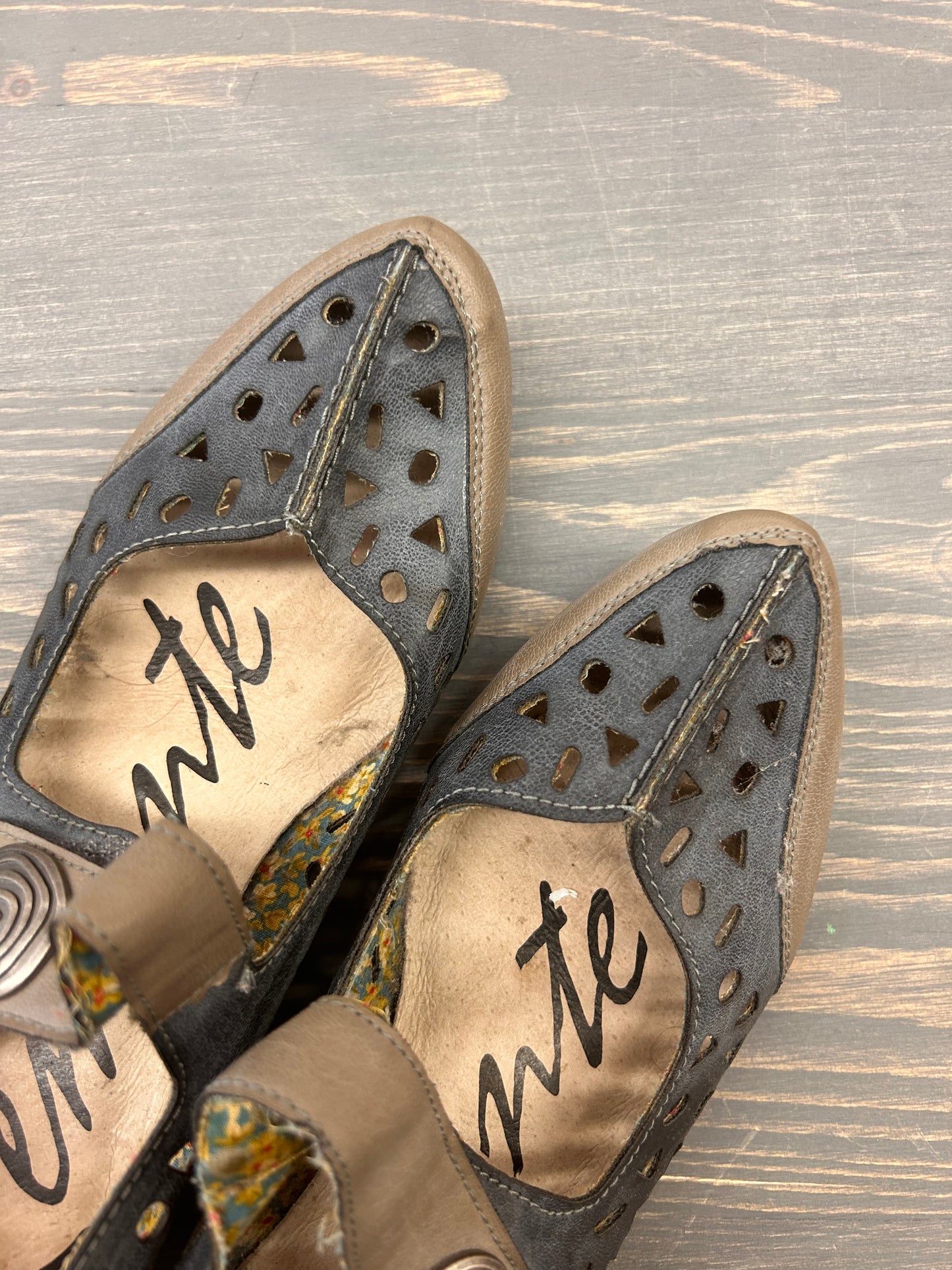 Remonte US 6 blue & brown leather heeled sandals