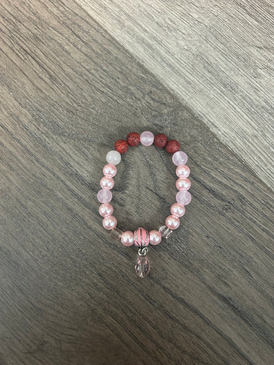 Pink gemstone beaded bracelet