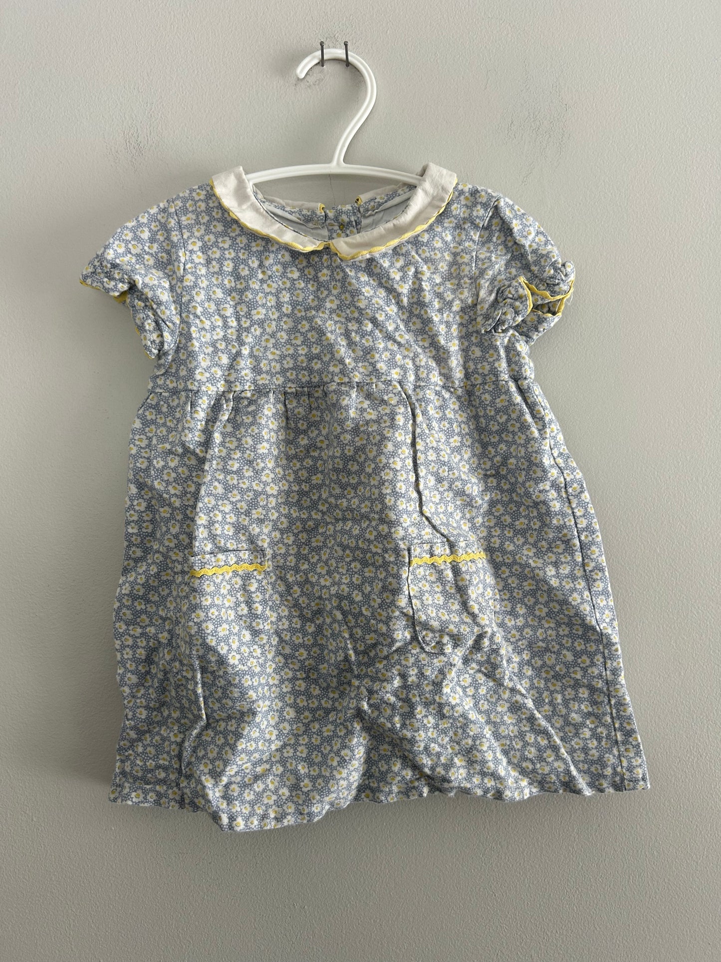 Baby Boden 6/12m blue & yellow floral dress