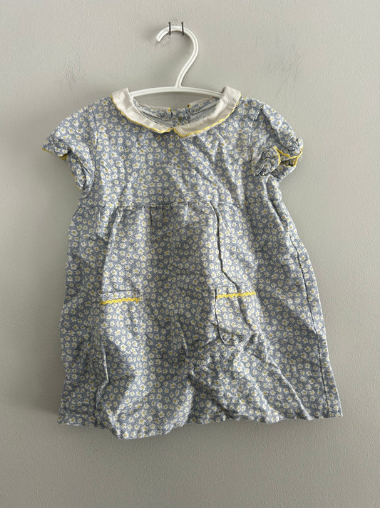 Baby Boden 6/12m blue & yellow floral dress