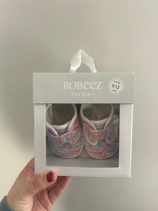 NEW robeez 9/12m multicoloured swirl leather sole sneakers