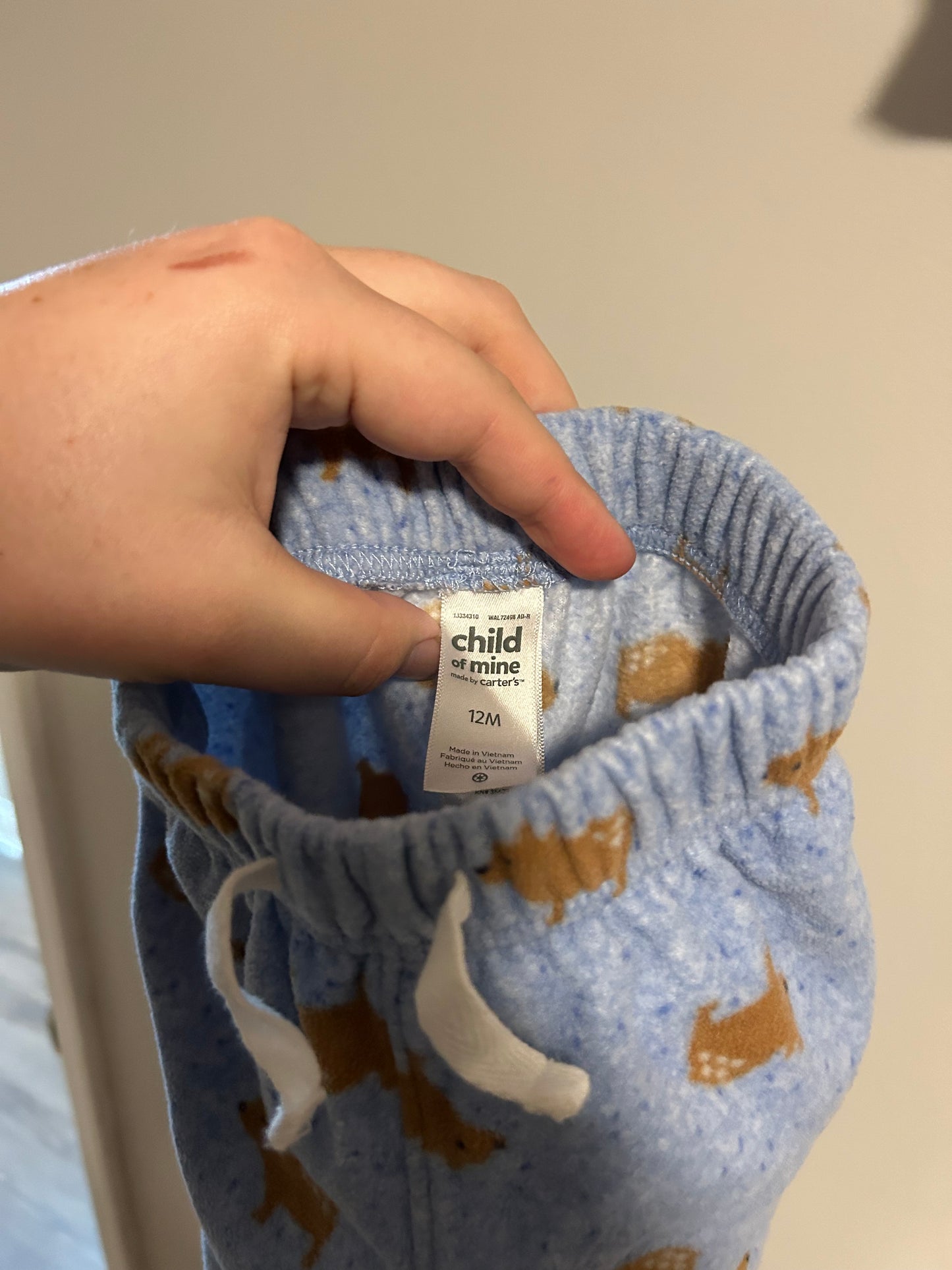 Carters 12m blue bear fleece set