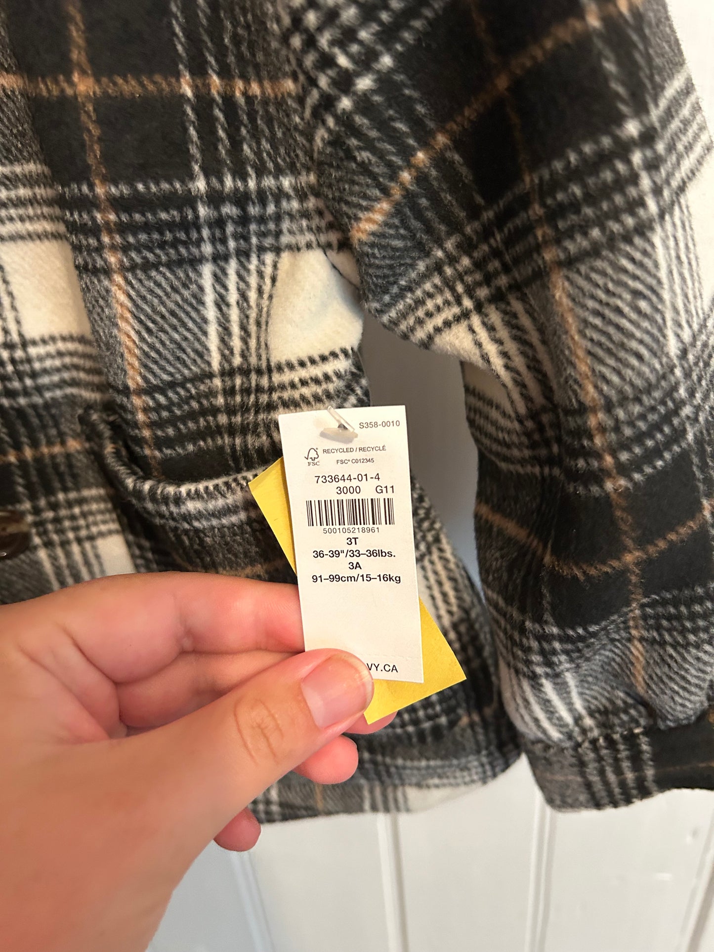 NEW old navy 3t black plaid Shacket