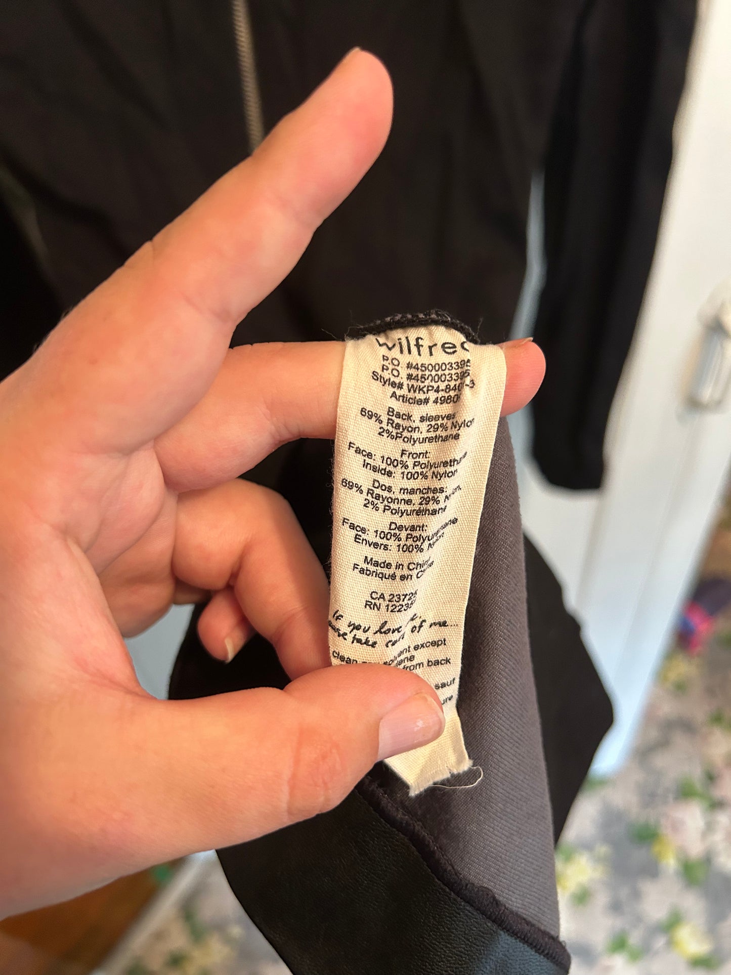 Wilfred Aritzia small black pleather bodycon dress