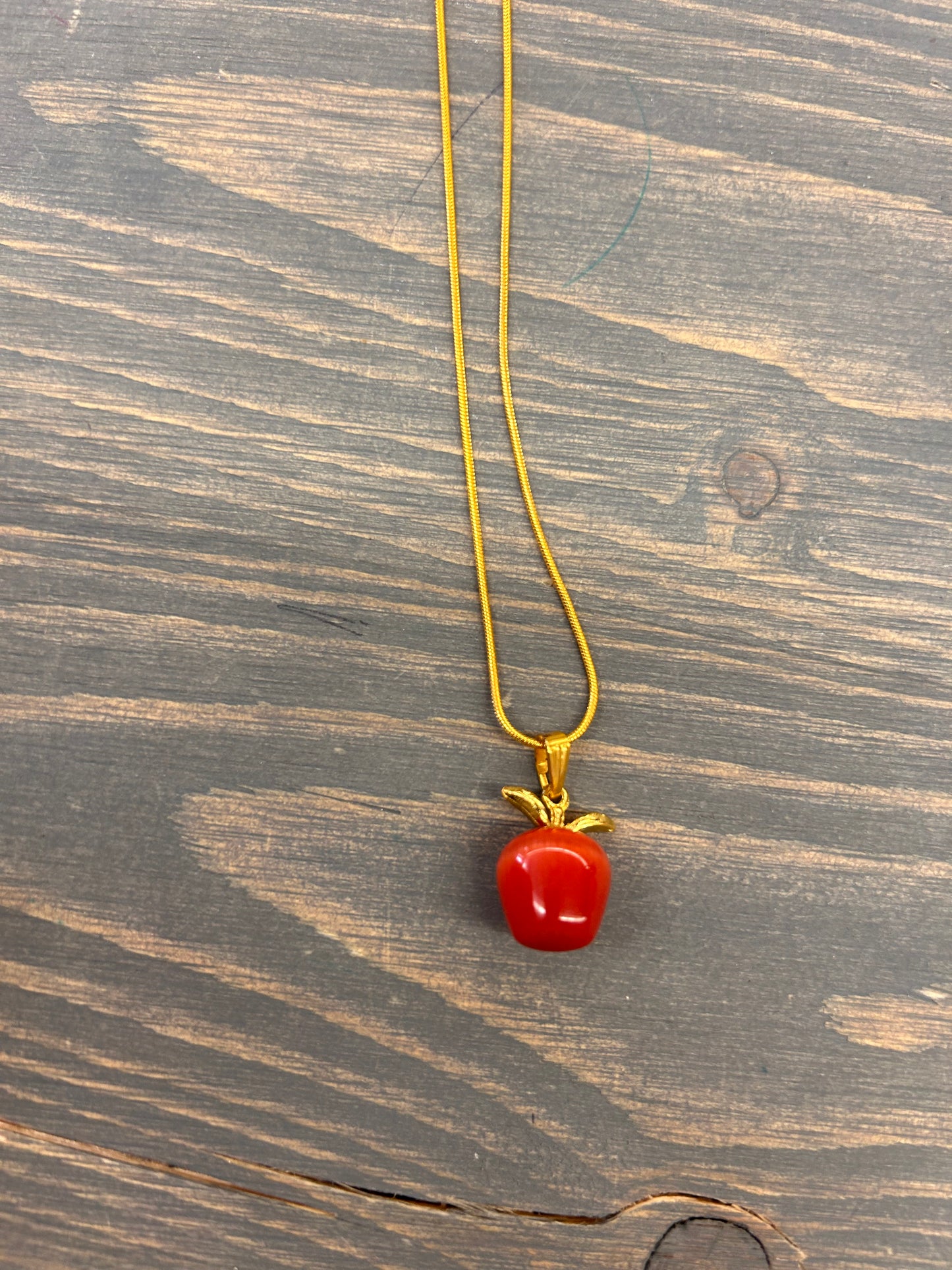 Apple gemstone pendant necklace