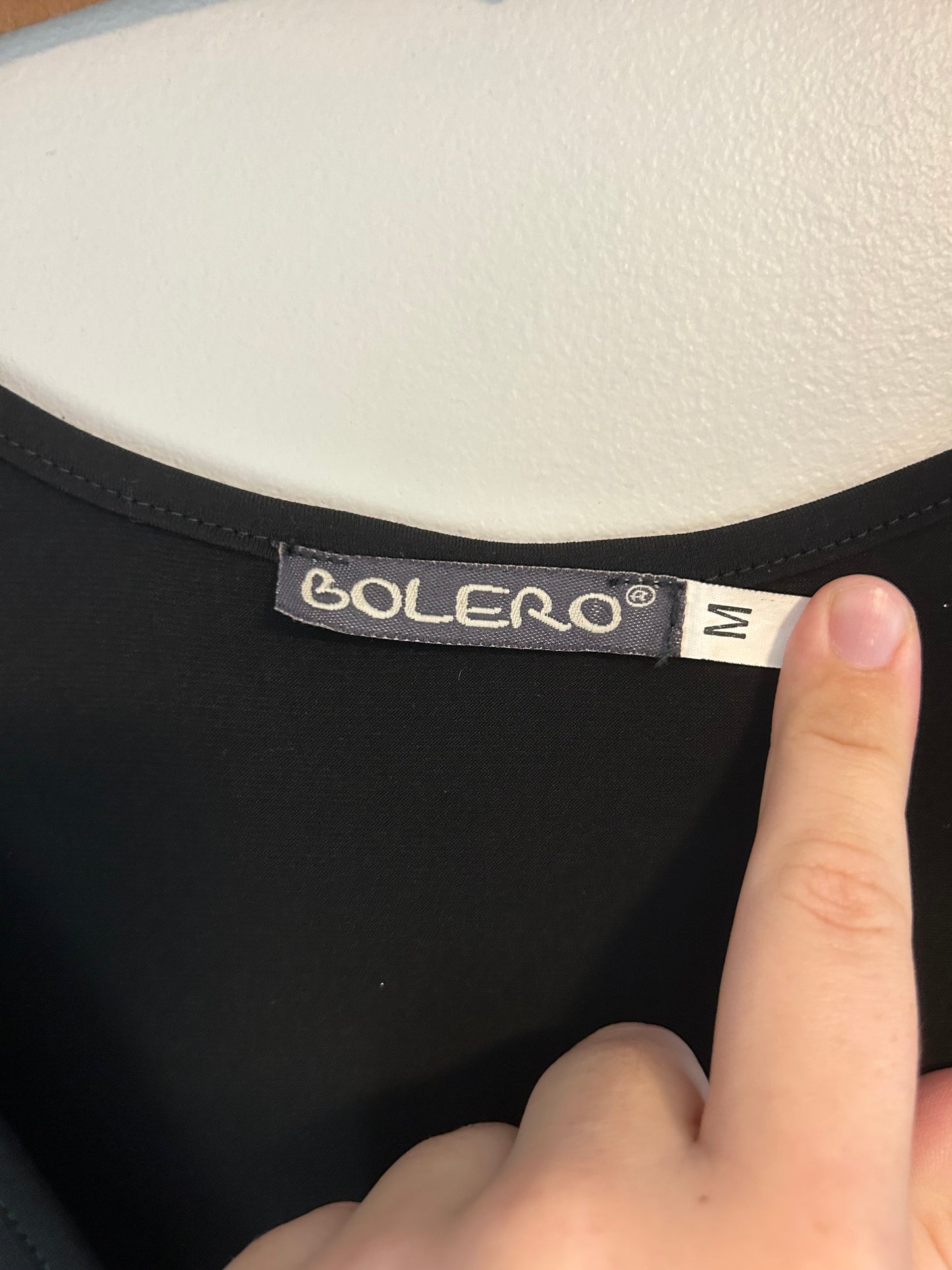 Bolero medium black sheer long sleeve midi dress with silver sequin roses