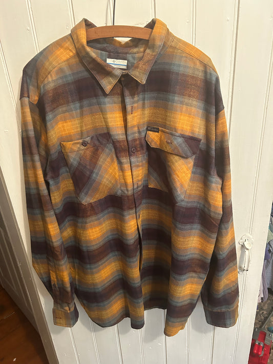 Columbia 2x orange & blue flannel