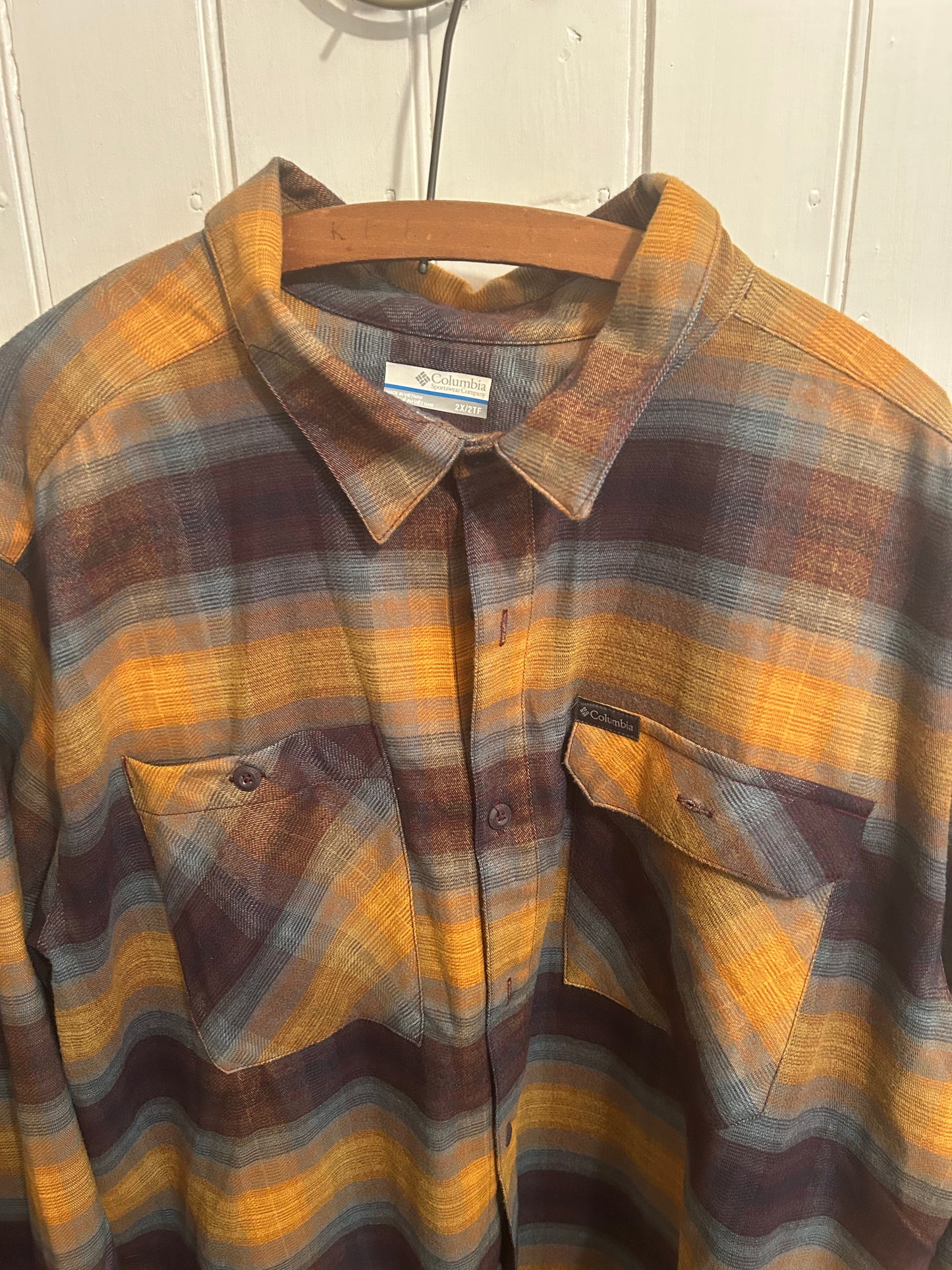 Columbia 2x orange & blue flannel