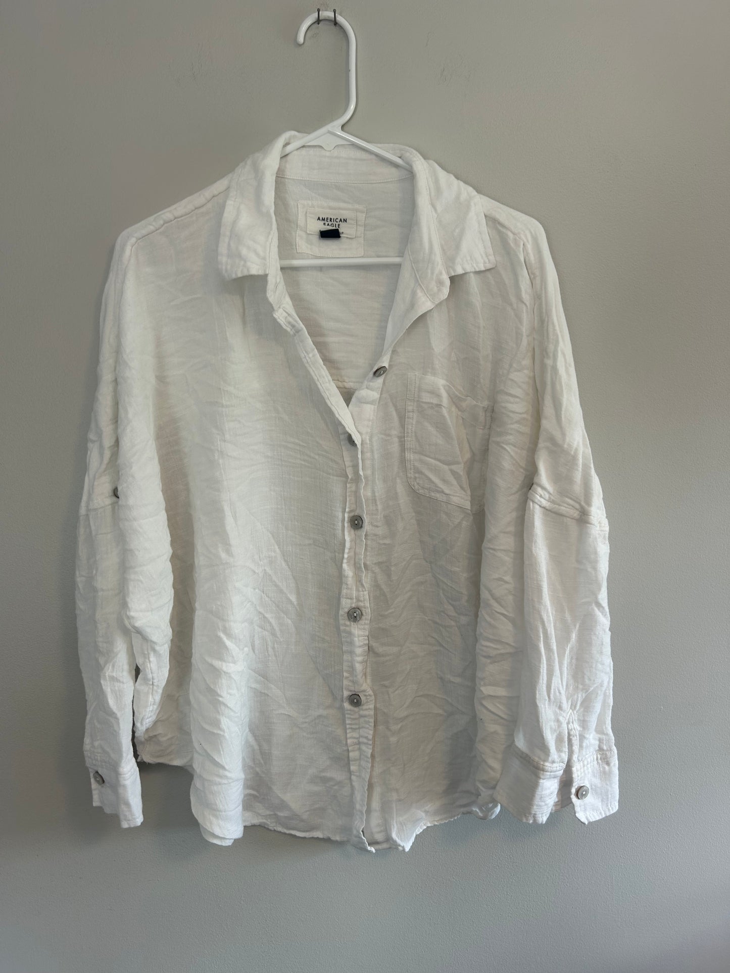 American eagle xs white & black button up linen shirt bundle