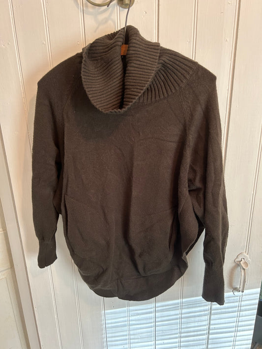 Charlie B small dark green-brown cowl neck round hem sweater