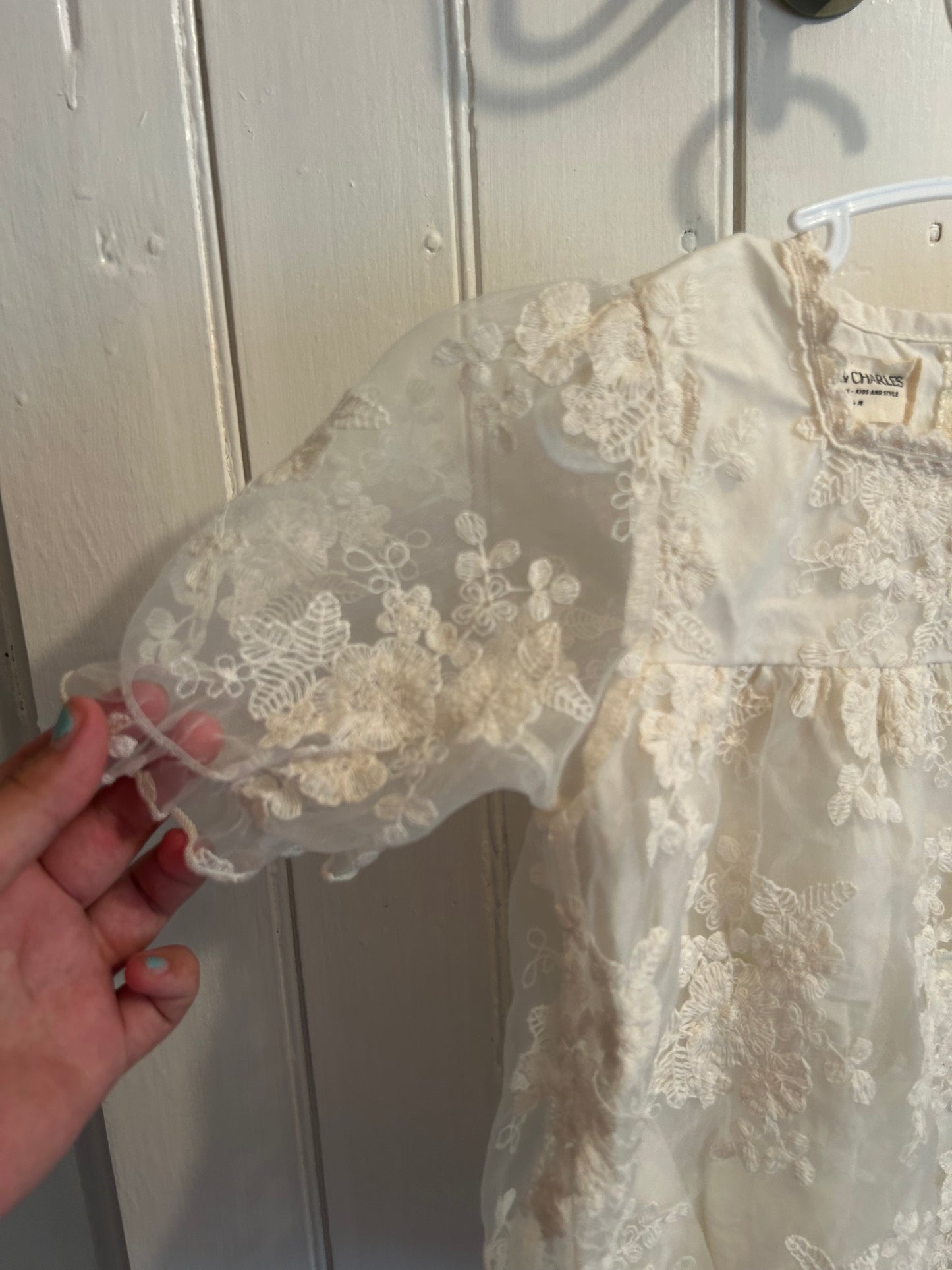 Annie & Charles 18/24m white lace onesie dress