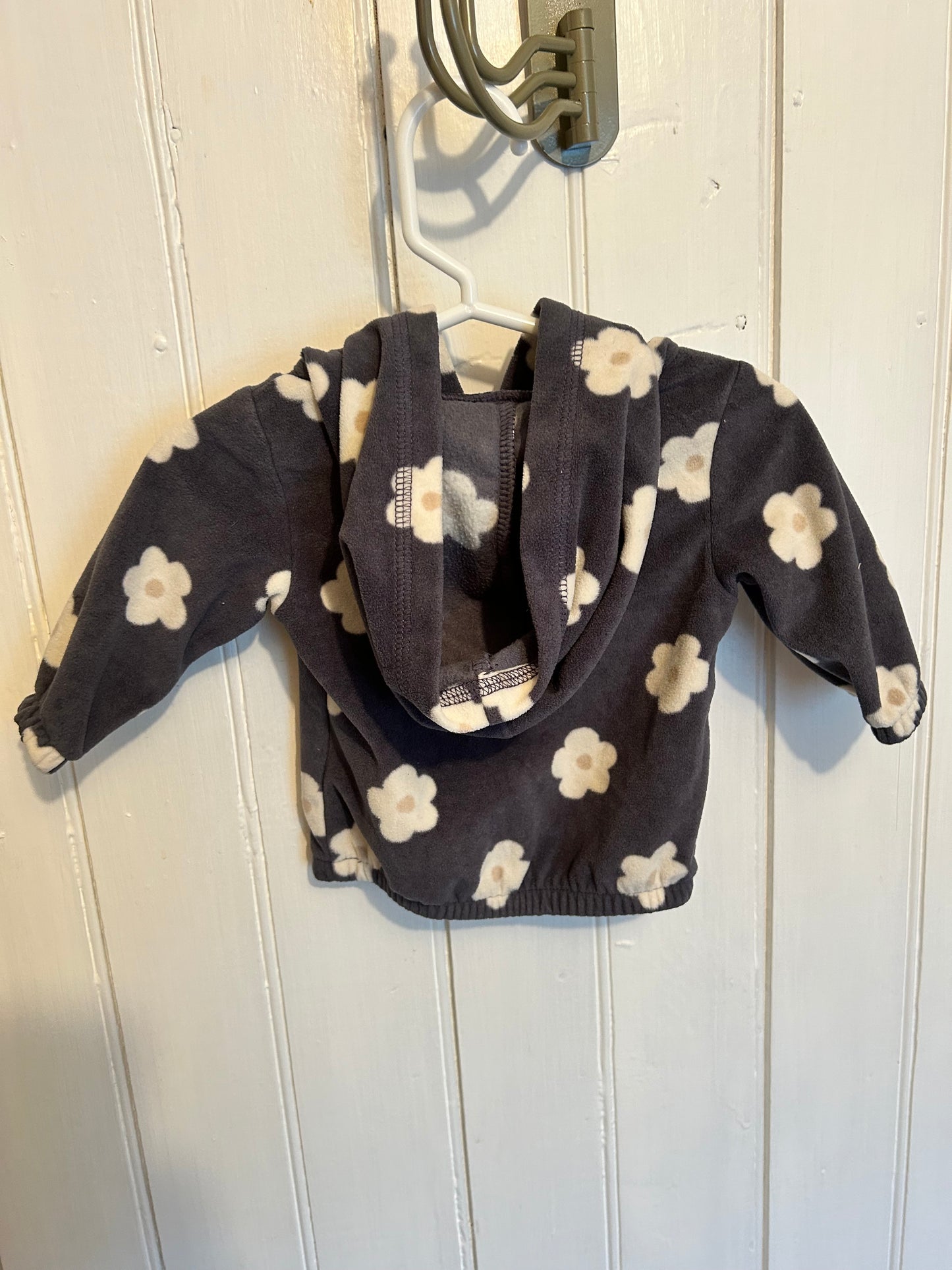 Carters 3m grey & white floral fleece hoodie