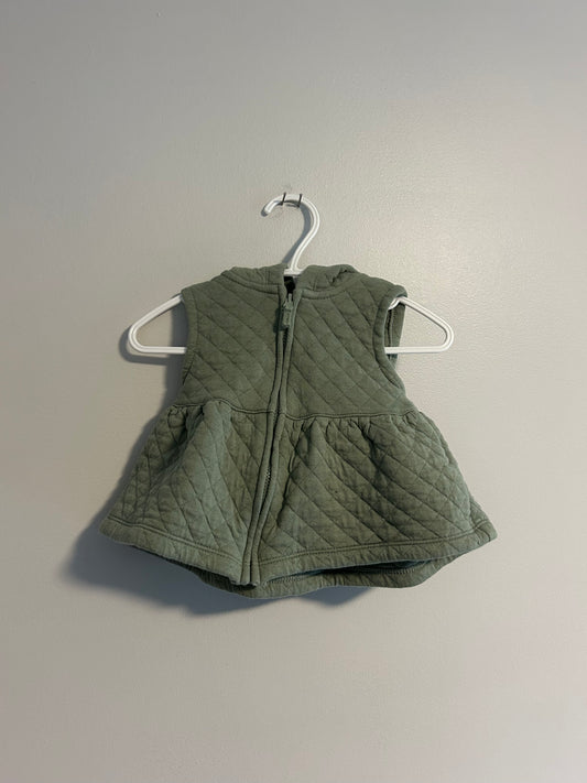 Carters 3/6m green quilted peplum zip up vest