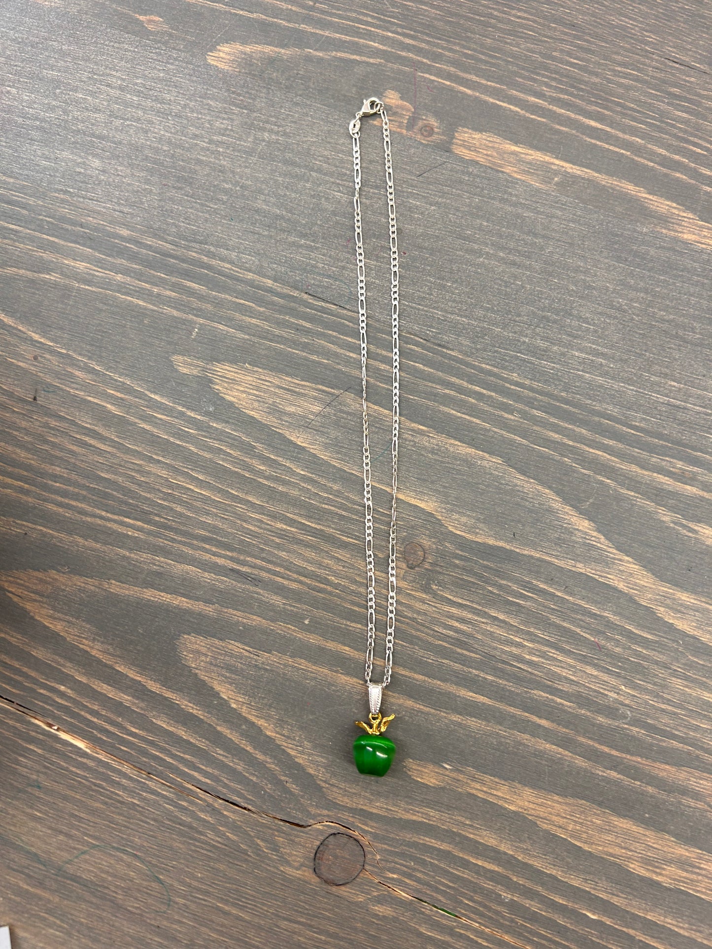 Apple gemstone pendant necklace
