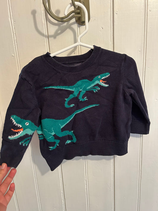 Oshkosh 12m blue & green Dino knit sweater