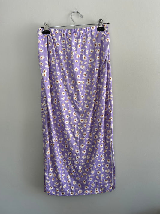 Shein xl purple daisy midi slit skirt