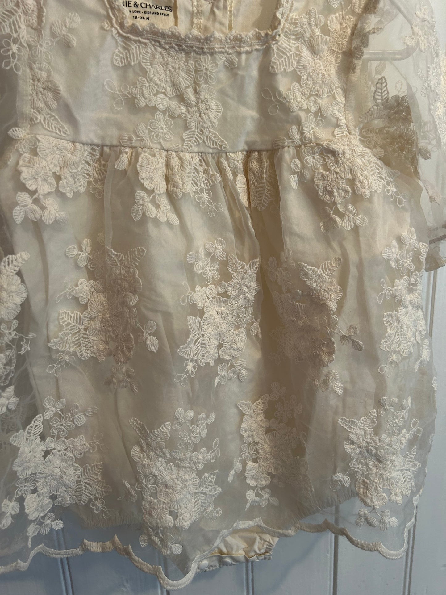 Annie & Charles 18/24m white lace onesie dress