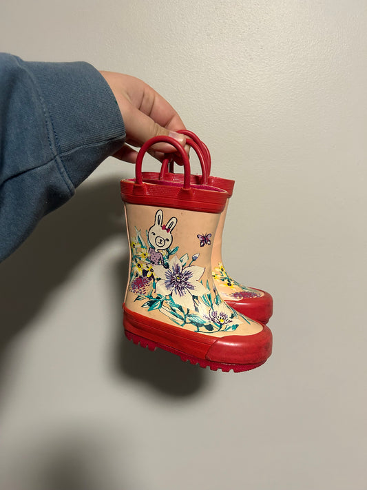 Joe fresh infant 4 pink floral rubber boots