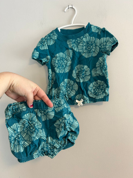 Carters 24m blue floral tshirt & shorts set