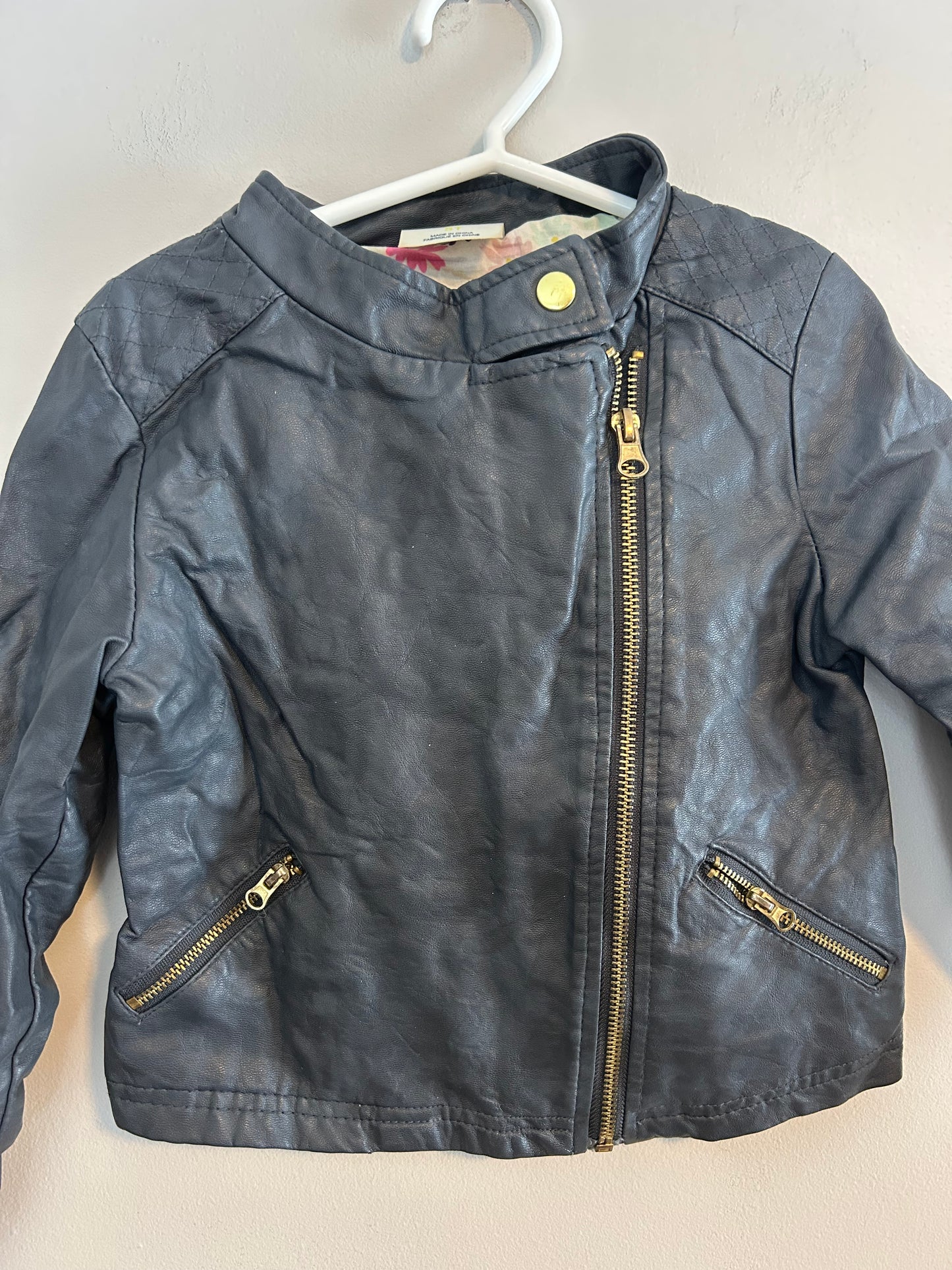 Oshkosh 5t grey leather jacket