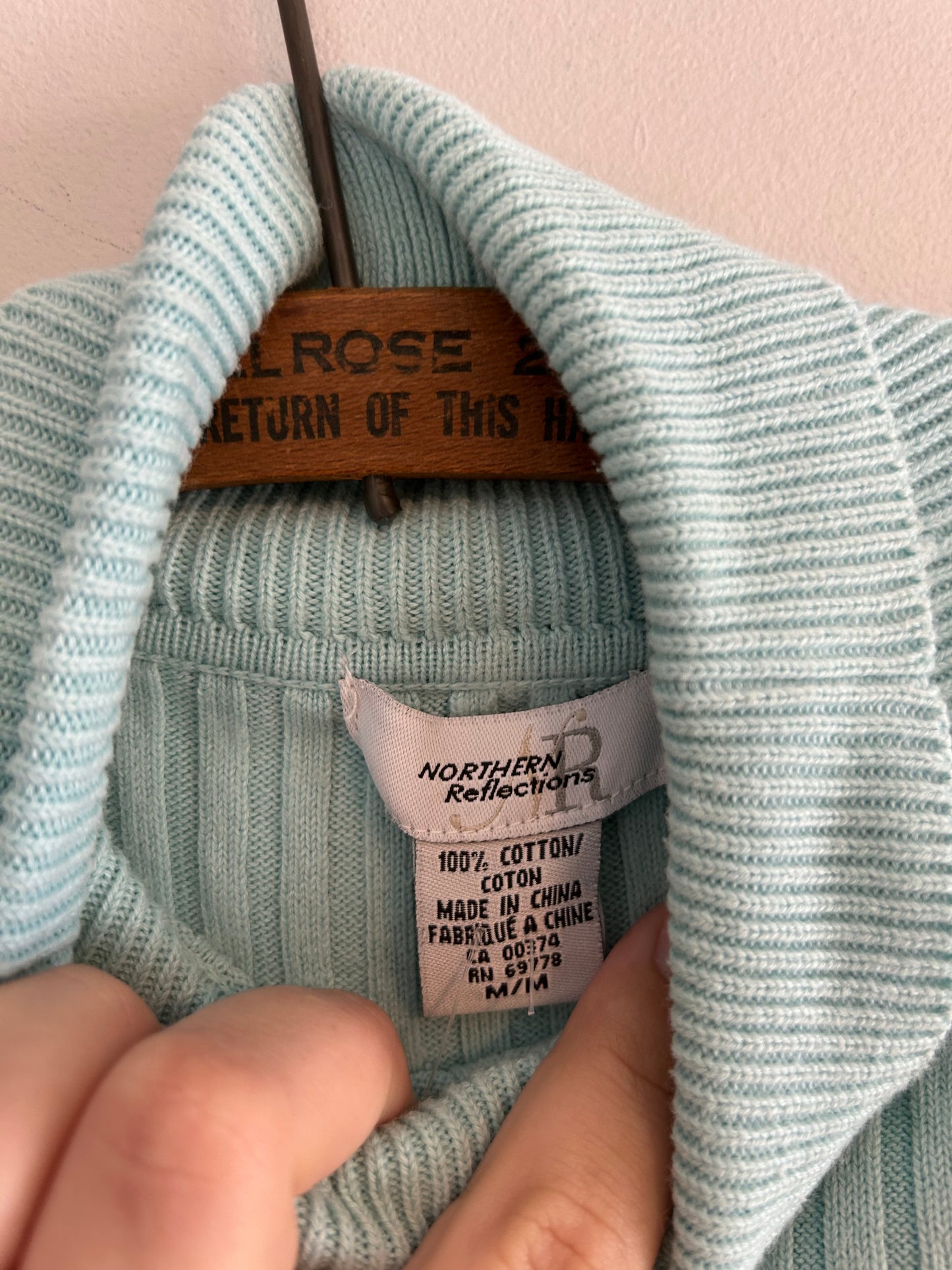 Northern reflection medium blue ribbed turtleneck tshirt