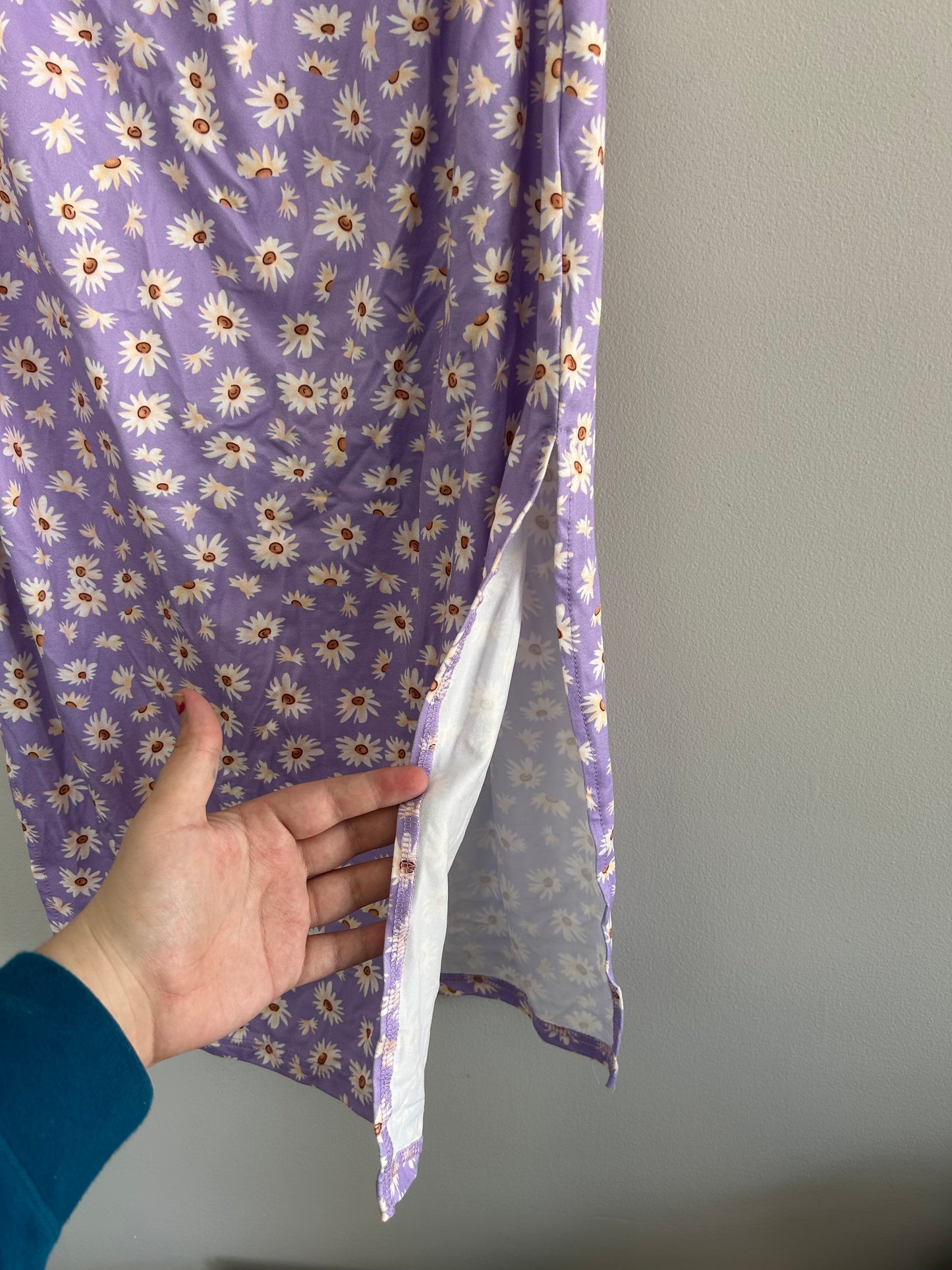 Shein xl purple daisy midi slit skirt