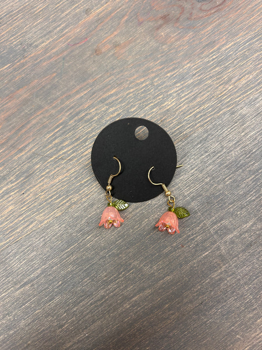 Pink floral earrings