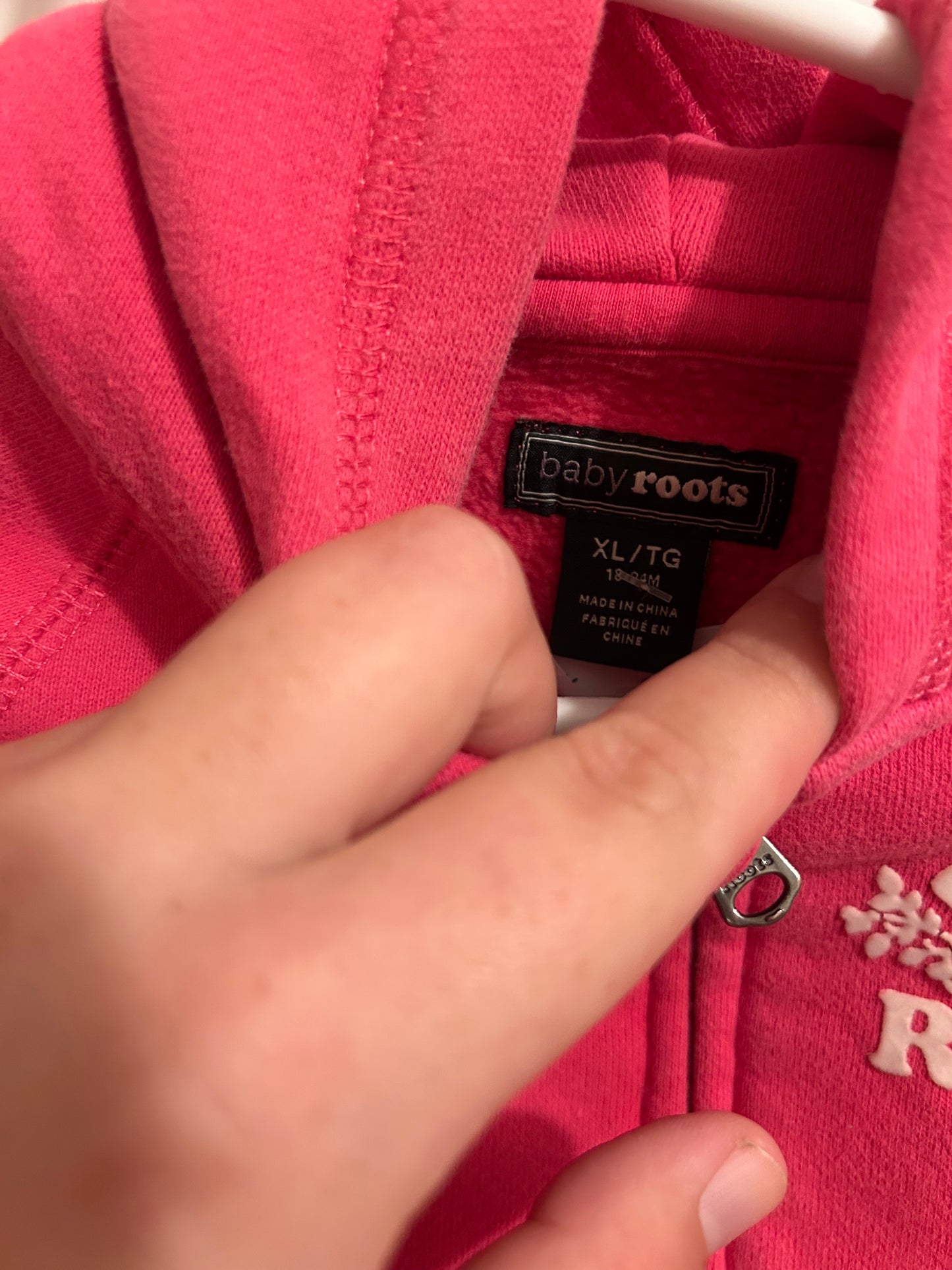 Roots 18/24m pink zip up hoodie