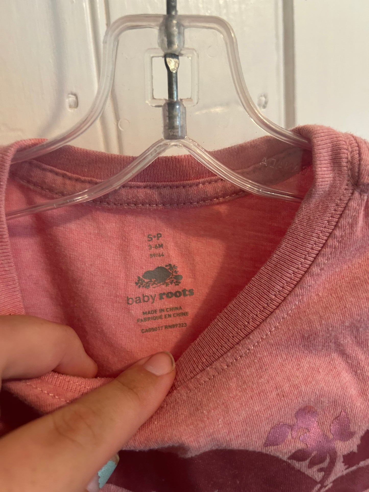 Roots 3/6m pink tshirt