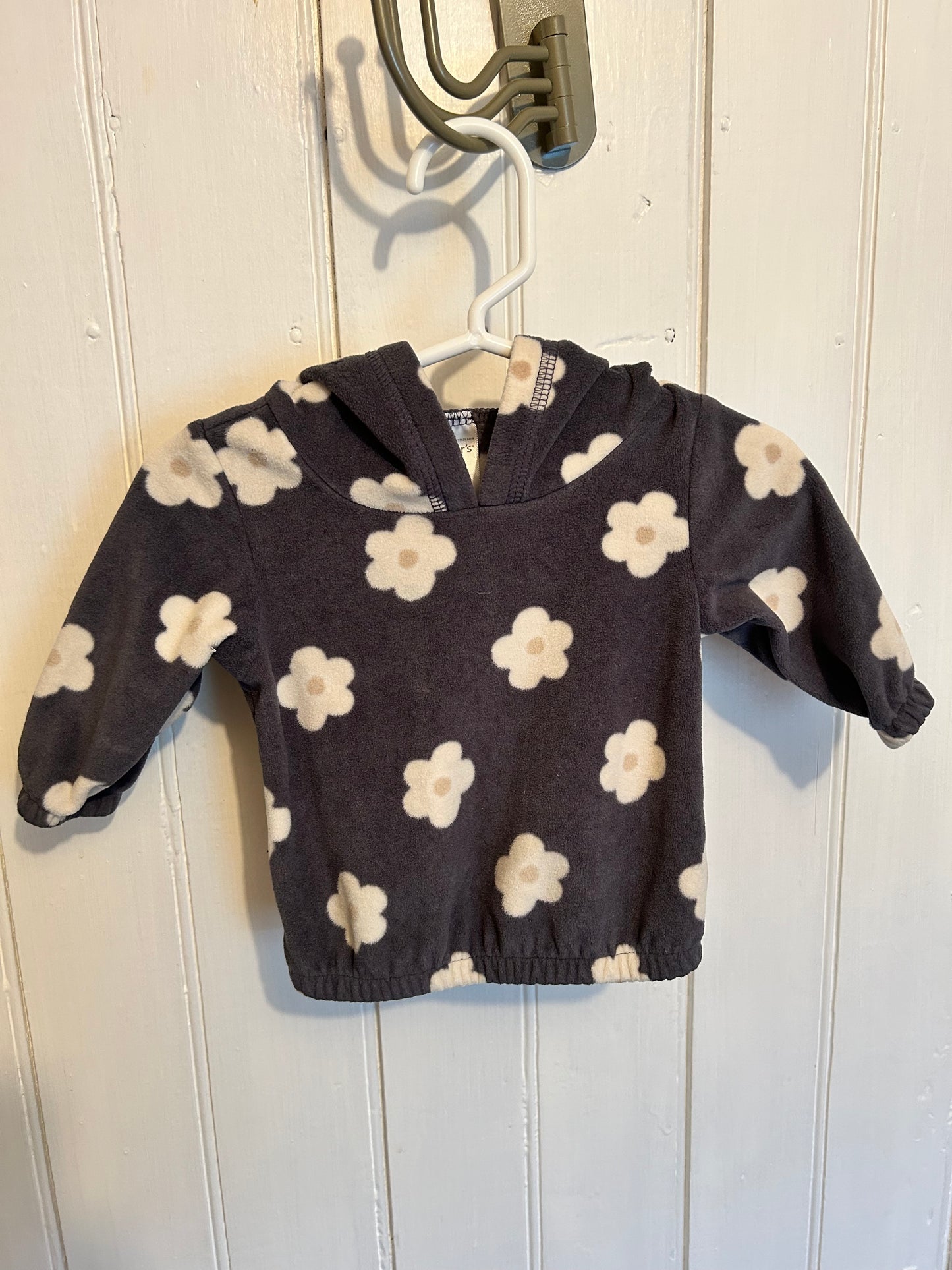 Carters 3m grey & white floral fleece hoodie