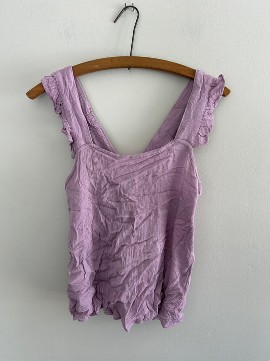 Ichi medium purple ruffle sleeve tank blouse