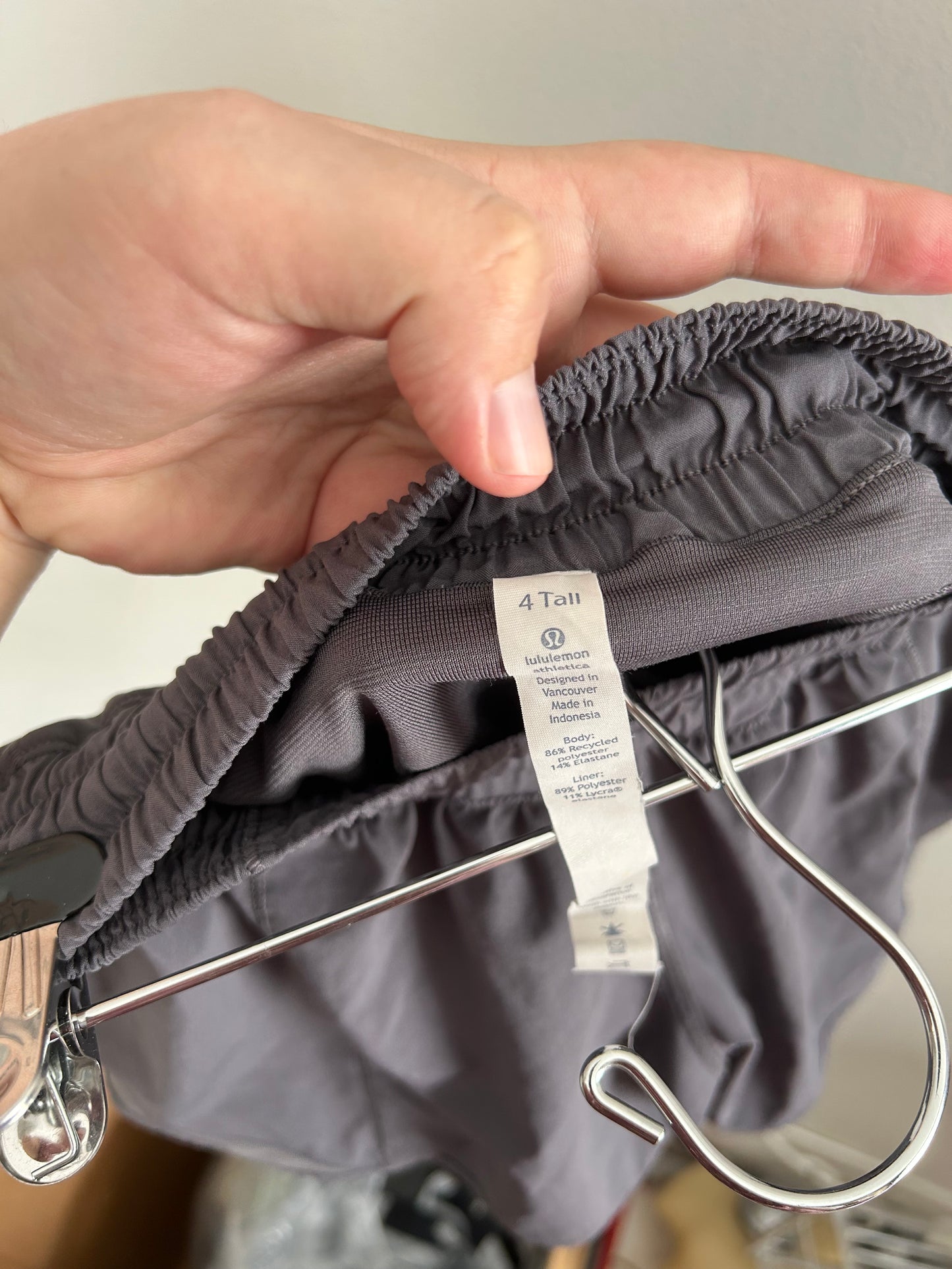 Lululemon 4 tall grey shorts