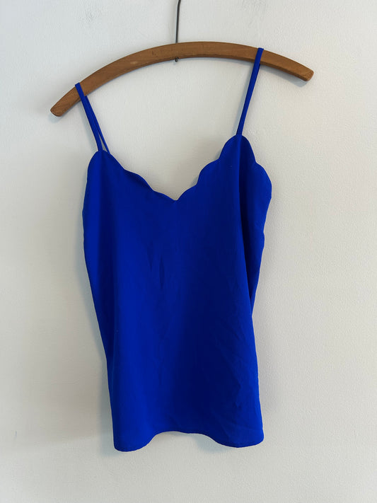 Monteau medium blue scalloped tank top