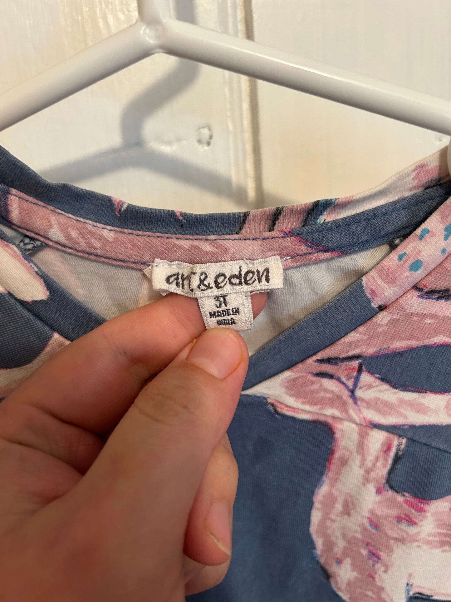 Art & eden 3t pink & blue deer ruffle dress