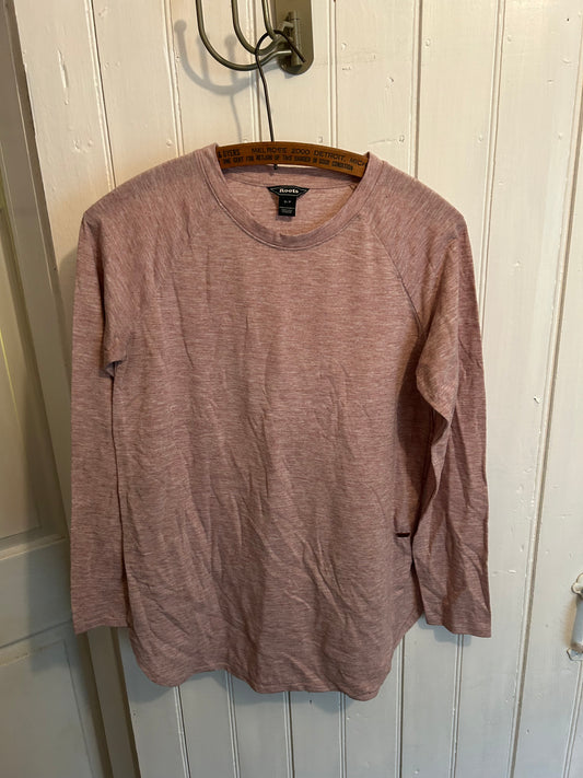 Roots small pink long sleeve round hem top