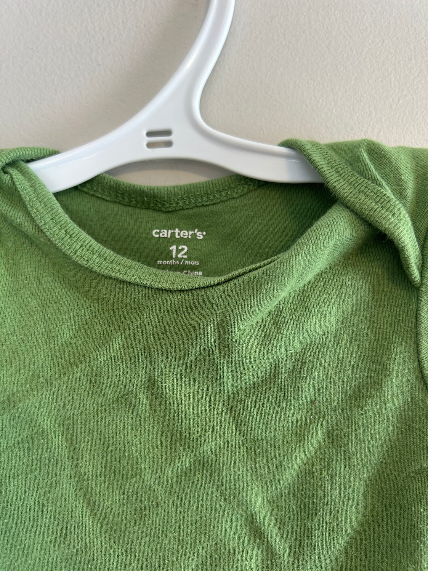 Carters 12m green onesie