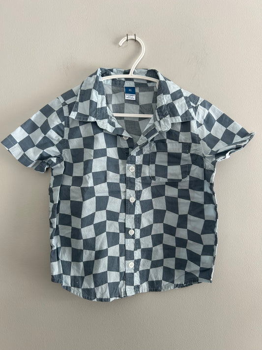 Old navy 4t blue checkered button up shirt